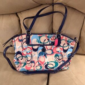 Coach Multicolor Shoulder Bag with Navy Accents